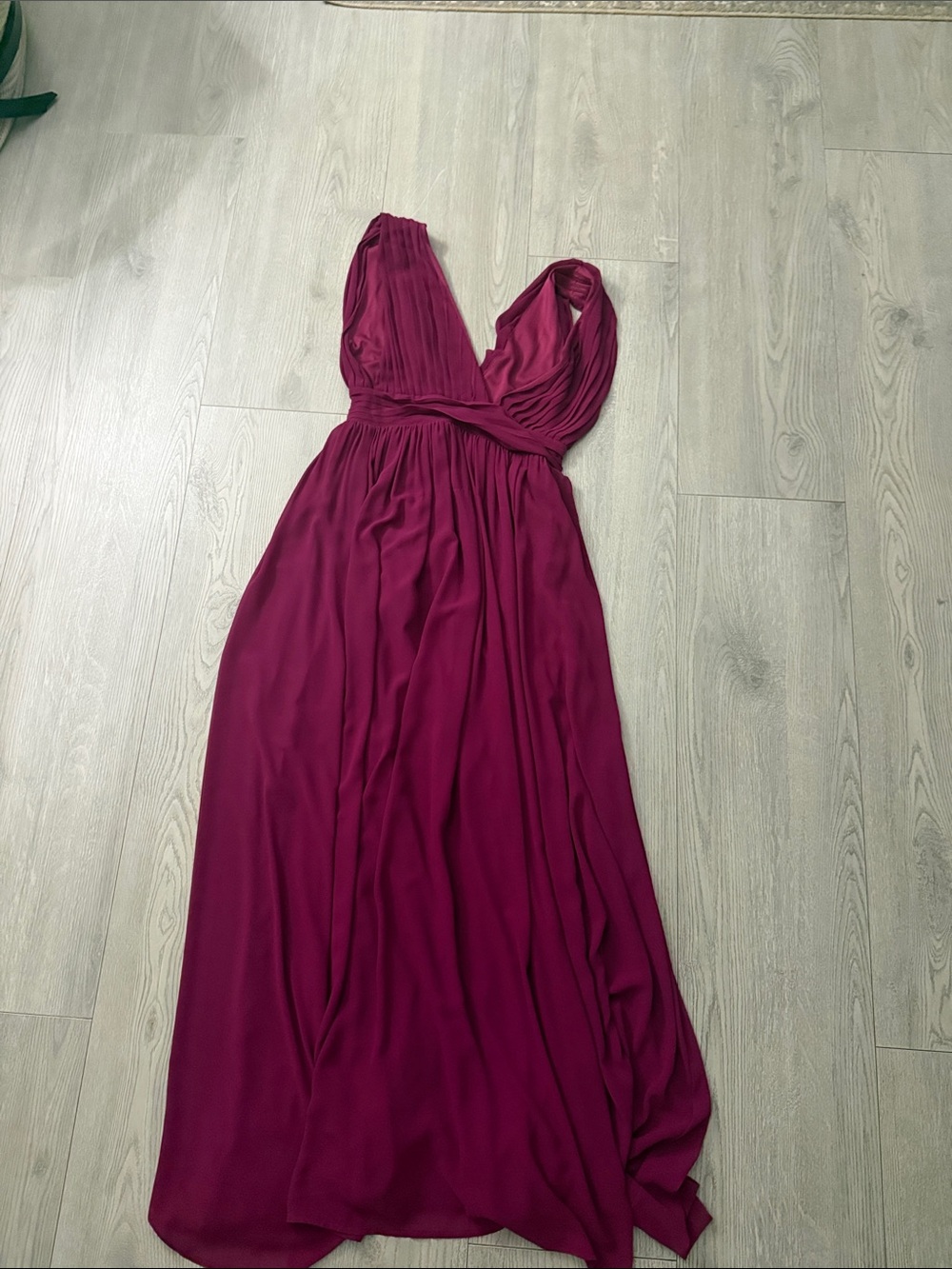 Elegant Burgundy V-Neck Maxi Dress - Women